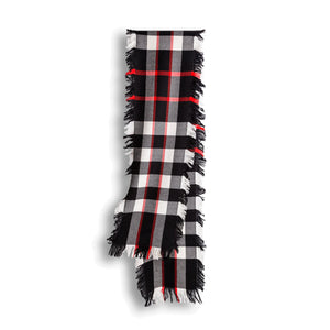 fringed check wool scarf