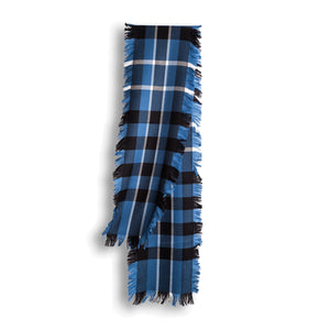 fringed check wool scarf