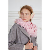 fringed check wool scarf