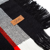 fringed check wool scarf