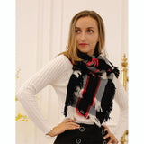 fringed check wool scarf