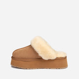 Ugg Platform Slipper (Elastic Logo & Wool Strap) 4.5cm ( Detachable Feature)閿涘湹ater Resistant閿