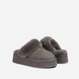 Ugg Platform Slipper (Elastic Logo & Wool Strap) 4.5cm ( Detachable Feature)閿涘湹ater Resistant閿