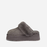 Ugg Platform Slipper (Elastic Logo & Wool Strap) 4.5cm ( Detachable Feature)閿涘湹ater Resistant閿