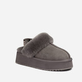 Ugg Platform Slipper (Elastic Logo & Wool Strap) 4.5cm ( Detachable Feature)閿涘湹ater Resistant閿