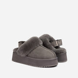 Ugg Platform Slipper (Elastic Logo & Wool Strap) 4.5cm ( Detachable Feature)閿涘湹ater Resistant閿