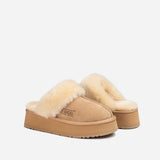 Ugg Platform Slipper (Elastic Logo & Wool Strap) 4.5cm ( Detachable Feature)閿涘湹ater Resistant閿