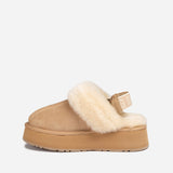 Ugg Platform Slipper (Elastic Logo & Wool Strap) 4.5cm ( Detachable Feature)閿涘湹ater Resistant閿