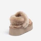 Ugg Platform Slipper (Elastic Logo & Wool Strap) 4.5cm ( Detachable Feature)閿涘湹ater Resistant閿