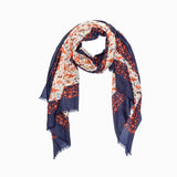 100% Australian Wool Print Scarf Orange Floral